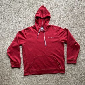 Eddie Bauer Hoodie Mens Medium Red Sweatshirt Long Sleeve Fleece Freeheat